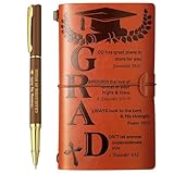 Weekgrat 2Pcs Christian Graduation Leather Notebook Pen 120 Pages Bible Verses Inspirational Notebook Graduation Christian Gifts 2026 High School College Congratulations Grad for Women Men(Brown)