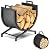 Tocozy Firewood Rack Indoor and Outdoor, 22 inches Small Fire Wood Holder Log Storage with Carrier Bag for Indoor Fireplace Hearth or Outdoor Patio, Rustproof Iron Wood Stacking Rack, Black