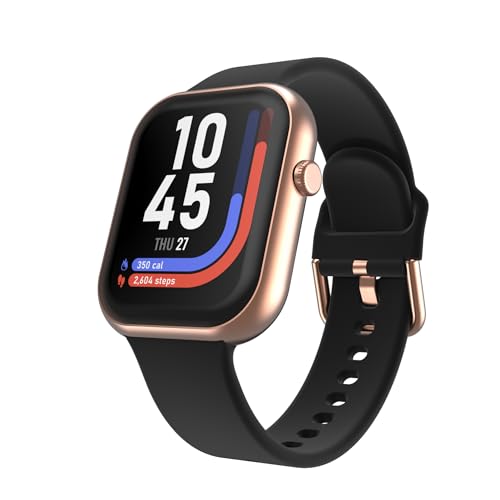 iTouch AIR 5 Smartwatch, 1.85" AMOLED Display, Bluetooth Calling, 100+ Sports Modes, Heart Rate, Sleep & Stress Tracking, Water Resistant, 7-Day Battery Life (Rose Gold Case, Black Silicone Band)