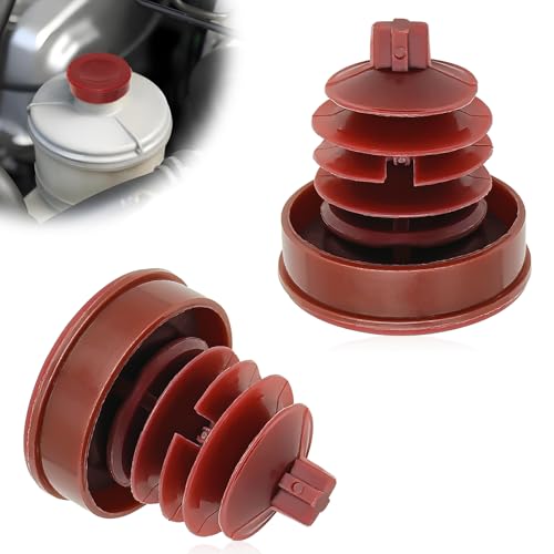 SYudwen 2Pcs Hydraulic Power Steering Cap Replacement 53697-SB3-952 Compatible with Honda for Acura Hydraulic Power Steering Pump Red Reservoir Cap Plug Cover
