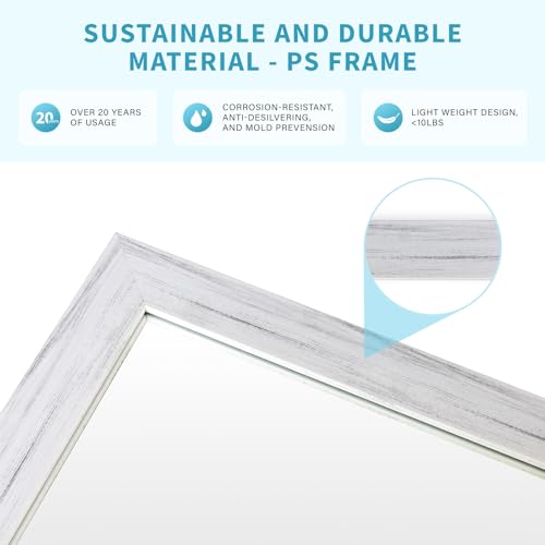 Ultrue White Wood Effect Framed Wall Mirror, 24x32 Rectangle Mirror by Ultrue - Used condition - Image 4