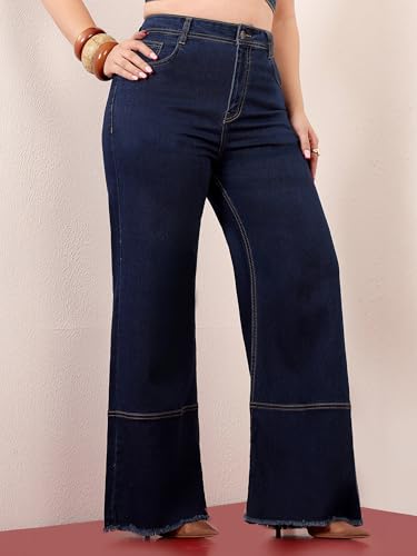 Image of Miss Chase A+ Women's Wide-Leg High Rise Regular Stretchable Denim Jeans
