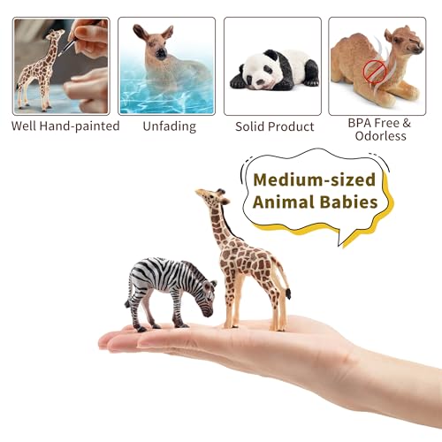 TOYMANY 12 Stück Wald Tiere-Figuren Set Wild Spielfiguren Dschungel Spielzeug Dschungeltiere Baby Figur Plastiktiere Zoo, Osterei, Kuchendeckel Weihnachtsgeburtstagsgeschenk für Kinder