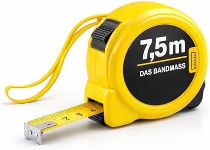 Bandmaß 7.5 Meter mit Halterung - robustes Maßband & Bandmass zum präzisen Messen mit Feststeller - Rollmassband & Massband mit Aufrollsystem (7.5m)