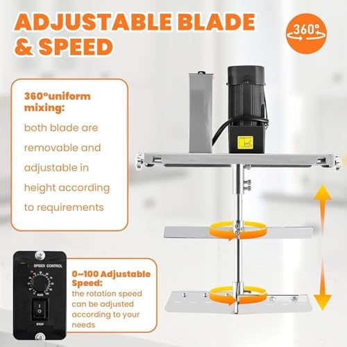 Automatic Pot Stirrer Mixer - Commercial Food Mixer with Adjustable Speed, Stainless Steel 4-Blade Scraper for Hot Pot, Soup, Sauces & Seasonings - Efficient Kitchen Tool