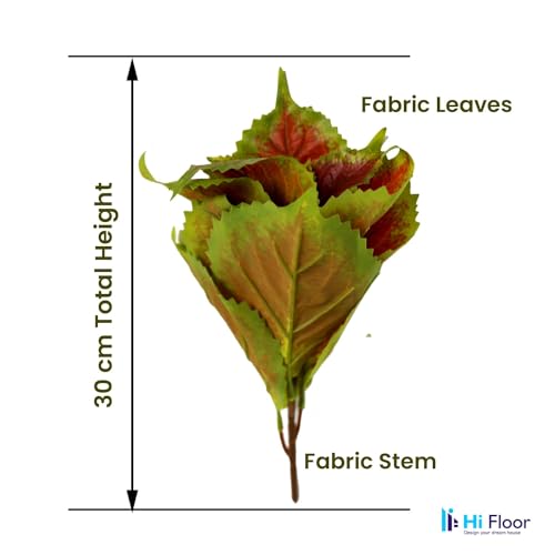 Image of Enhance Your Space with Artificial Leaf Decor Foliage for Stunning Interiors Decorative Items for Home;Office; Room; Living Room; Table; (Without Vase) (Pack of 1, Red-Green)
