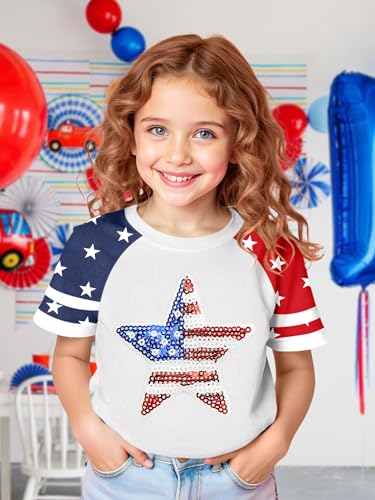 Image of Ithalt Boys Girls USA Shirts Kids 4th of July Shirts American Flag Tshirt Patriotic Top Independence Day Outfit 5-13y