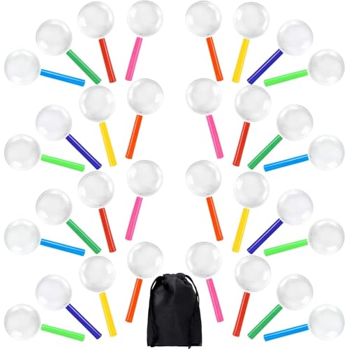 Elcoho 16 Pack Magnifying Glasses Plastic Colorful Magnifying Glasses for Party Favors Educational Toys with Storage Bag 8 Colors