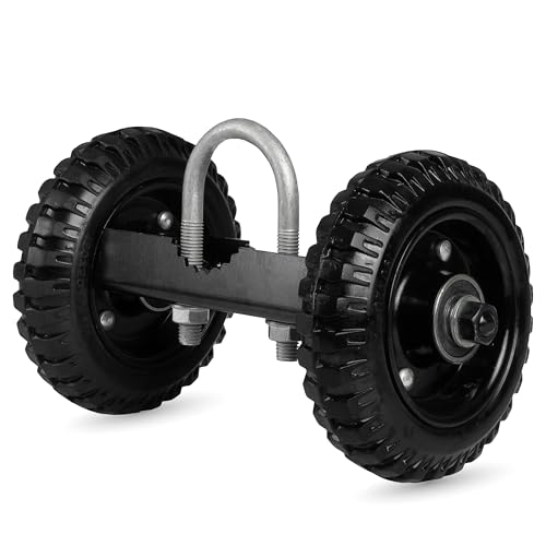 Image of Iron Forge Tools Fence Gate Wheel - 6 Inch Rolling Gate Wheels for Wooden or Metal Tube Gates - Heavy Duty on 7 in Axle - Adjustable Steel U-Bolts for Easy Mounting