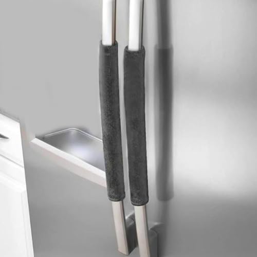 Image of Refrigerator Door Handle Covers, 2PCS, Leather Kitchen Appliance Handle Covers, Keep Your Fridge Microwave Oven Stove or Dishwasher Clean, Stains Dirty Oils, Timesaver, Kitchen Decor Grey