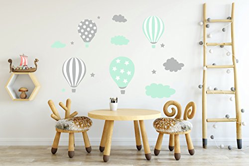 madras24 Etiqueta de la Pared Pegatinas de Pared Pegatinas para niños Globo Globos Nubes Nube Habitación para niños salón jardín de la Infancia Escuela decoración Sala de Estar (B32C XL) Cover