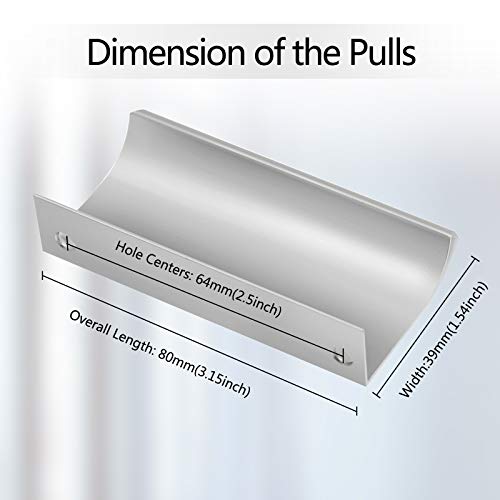 Qjaiune Back Mount Finger Edge Pull 80Mm/3.15", Aluminum Hidden Handle Concealed Tab Pulls For Home Kitchen Living Room Door Drawer Cabinet (12Pcs, Silver) #TOP1