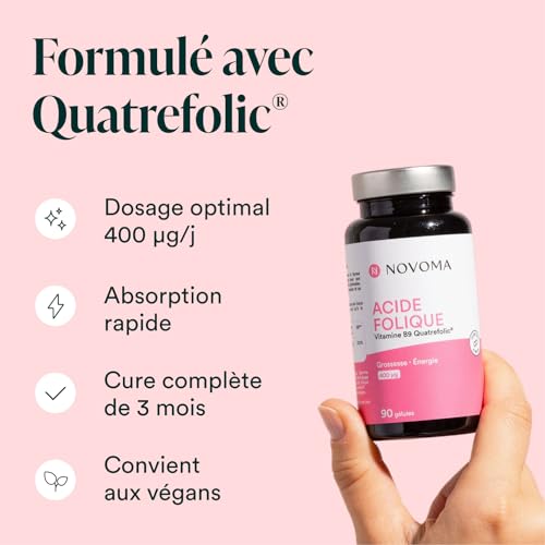 Acide Folique 400 µg - Vitamine B9 Quatrefolic® - 90 Gélules - 3 Mois – vue 3