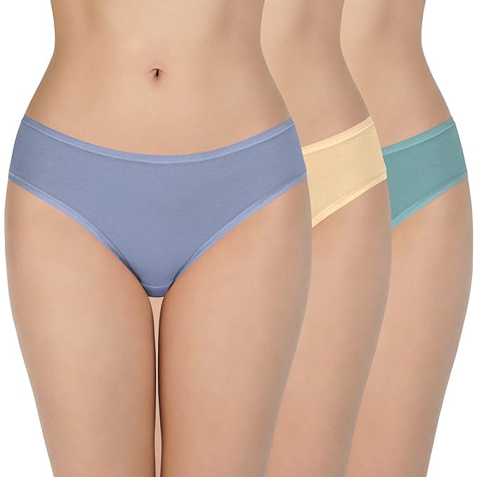 Image of LOURYN KOULYN Solid Low Rise Cotton Bikini Panty Pack(Pack of 3)