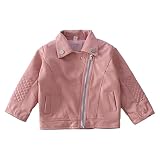 inhzoy Baby Kinder Mädchen Lederjacke Lange Ärmel Nieten Revers Pu Ledermantel Frühling Herbst Winter Coat Outwear Rosa 92-98/2-3 Jahre