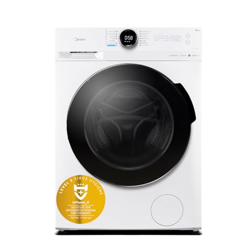 Midea MF20EW90WB Waschmaschine / 9KG / 1400 U/min/A/Leiser & effizienter Inverter Motor/HealthGuard-System/Steam Care/Nachlegefunktion/APP-Steuerung/AquaStop, Weiß