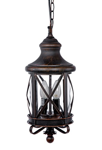 Colgante exterior farol aluminio rústico que evita el óxido en techos de porches 2