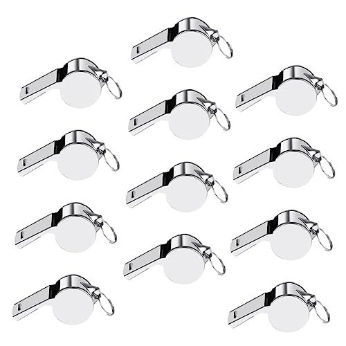 12 silbatos deportivos de acero inoxidable con cordón miniatura 1