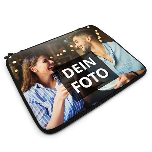 PhotoFancy® - Personalisierte Laptoptasche mit eigenem Foto bedruckt - Hülle für Tablet, Laptop oder Notebook selbst gestalten - Größe L (15 bis 17 Zoll)