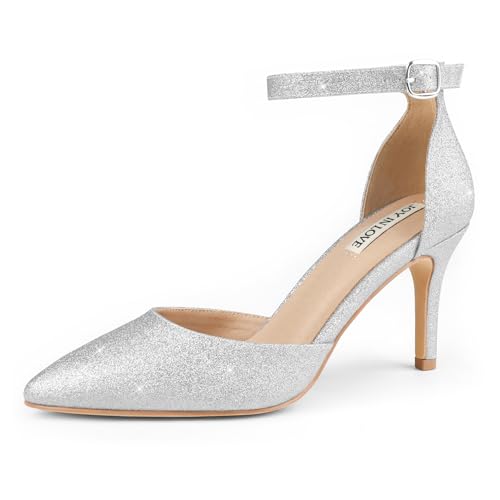 Image of JOY IN LOVE Closed Toe Heels Pumps for Women 3IN Stiletto Pointed Toe Ankle Strap Heels