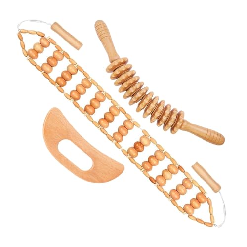 Juego de 3 masajeadores de madera – Maderoterapia masaje de drenaje linfático, anticelulitis, juego de masaje de madera para moldear el cuerpo, masaje de tejidos profundos y relajación muscular