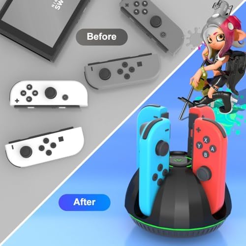 Switch Controller Charging Station for Nintendo Switch JoyCon, Controller Docking Station JoyCon Charger Dock with LED Indication Support Four Nintendo JoyCon Fast Charges JoyCon Charging Dock - 1