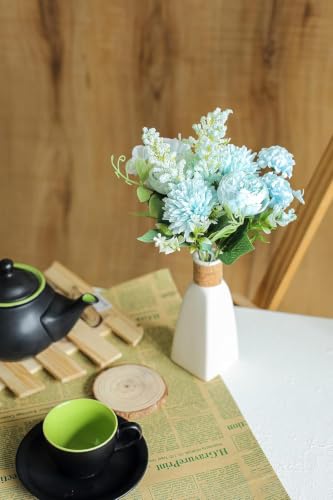 Image of SATYAM KRAFT 1 Pcs Artificial Multiflora Flower Roses Fake Sticks Bunch Decorative Items for Home Decor, Bouquets, Bedroom, Living Room, Wedding, Festive Decor (Without Vase)