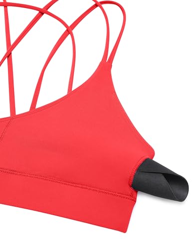 Image of CRZ YOGA Butterluxe V Neck Strappy Sports Bras | Light Support, Removable Pads, Yoga, Extremely Soft, Criss Cross Back, Spaghetti Straps, for Women