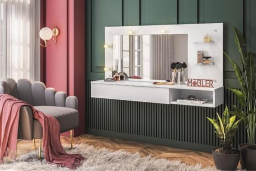 Penteadeira Camarim Suspenso Kerecz com Espelho Branco