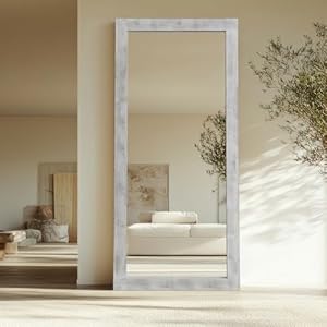 Rustic Farmhouse Full Length Mirror with Stand 71"X32" Large Wood Frame Floor Mirror, Leaning or Wall-Mounted Free Standing Mirror Tempered Glass Full Body Mirror for Bedroom Living Room, White Rustic Farmhouse Full Length Mirror with Stand 71X32 Large Wood Frame Floor Mirror Leaning or Wall Mounted Free Standing Mirror Tempered Glass Full Body Mirror for Bedroom Living Room White