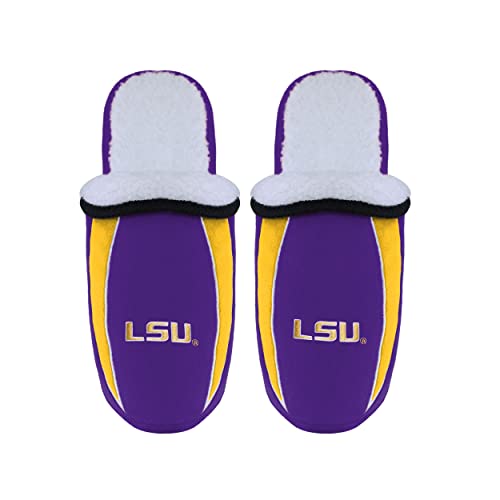 Image of FOCO mens NCAA College Team Logo Sherpa Moccasin Slippers