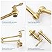 Besdor Gold Pot Filler Faucet, Wall Mount Over Stove Faucet, Commercial Brass Pot Filler Brushed Gold, Double Joint Swing Arms, Single Hole Two Handles Folding Kitchen Faucet