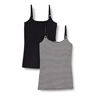 Amazon Essentials Damen Umstands-Camisole Stillfreundlich, 2er-Pack, Schwarz gestreift, Medium