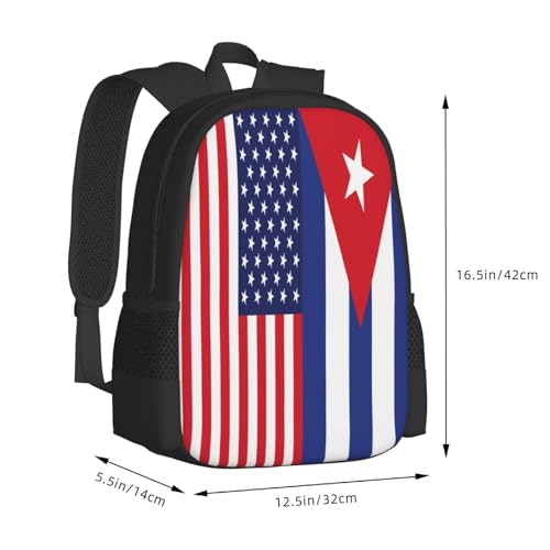 American and Cuban Flag Casual Backpack Large Capacity Backpacks 15 Inch Laptop Back Pack Travel Rucksack Daypack Commuter Bags with Adjustable Strap for Camping3