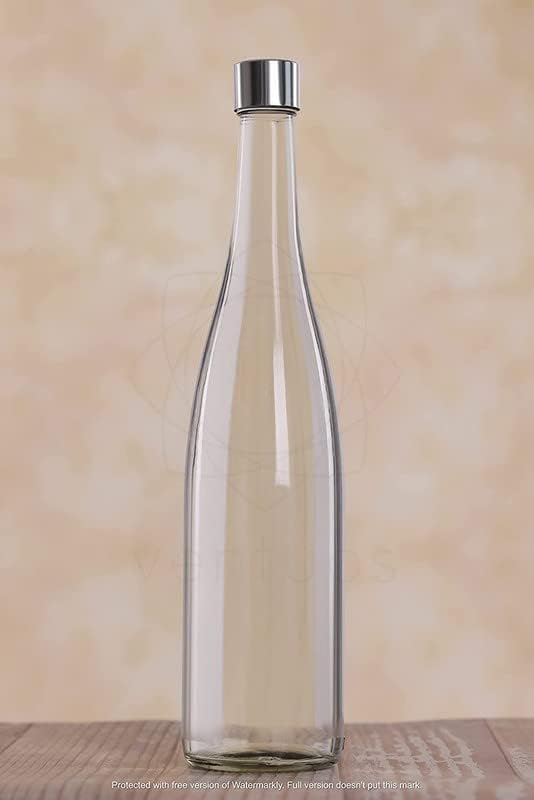 Image of Glass Water Bottle 750 MLPlain Narrow Mouth for Beverages, Oil, Vinegar, Beer, Water, Soda, Airtight Lid & Leak Proof Cap - Clear - Pack of- (3)