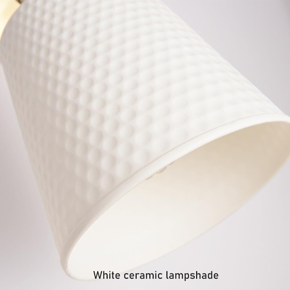 Applique da Parete per Interni Moderne E retrò in Ottone Spazzolato con Interruttore Rotante E Paralume in Ceramica Regolabile Ideali per Camera da Letto Comodino Bagno E Corridoio Attacco E27