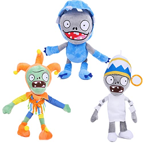 Suyudian 3 PCS PVZ Plant and Zombies Plush Sets Toys Stuffed Soft PVZ Figure Doll Jester, Barrel, Dolphin Rider Zombies, Great Gifts for Boys and Girls New -  SYD-42