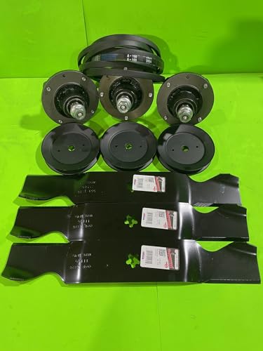 Lawnmowerpartsworld Z254F Deck Rebuild KIT: CAST Iron SPINDLES, Lift Blades, Pulleys Belt