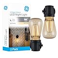 GE Vintage LED Edison Night Light, Plug-in, Dusk to Dawn, Farmhouse Decor, Mood Lighting, Home Decor, Ambient Lighting, LED Lights for Bedroom, Bathroom, Kitchen, Hallway, Black, 2 Pack, 71349