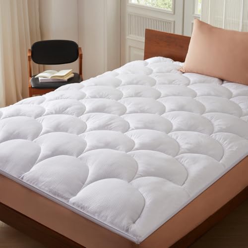 CASABEL Surmatelas 160 x 200 cm en Microfibre Rafraîchissante, Garnissage Fibre Creuse 600 GSM, 4 cm d’Épaisseur, Fixation Élastique - sur Matelas 2...
