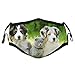 Produktbild AIKIBELL Wiederverwendbares Halbtuch Bandana,Nette Haustiere Welpenfamilie im Garten Australische Schäferhunde und ein Katzenszenenhund,Einstellbare Sport Outdoor Mundabdeckung