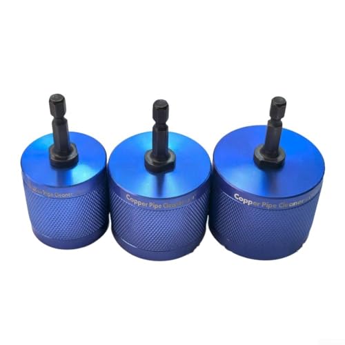 Accesorio limpiador de tuberías para taladros eléctricos con cerdas de acero fino y mango hexagonal para limpiar tubos de cobre OD de 34 pulgadas para aplicaciones de soldadura industrial, azul (12 mm