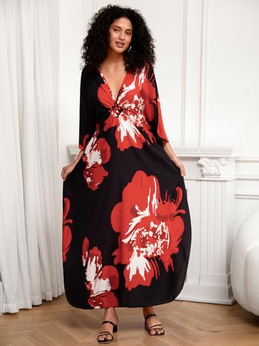 Image of sunforyou Kaftan Dresses for Women Stylish Caftans Plus Size Beach Cover up Soft Loungewear
