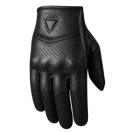 Premium Men's Motorcycle Leather Perforated Cruiser Protective Gel Padded Gloves XXL