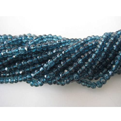 Rondelle beads de quartz bleu 4mm et perles micro facettées pour collier DIY - 2