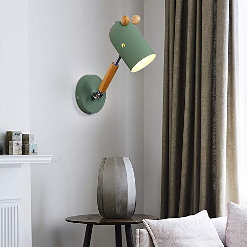 Appliques murales de chambre d'enfant rotatives couleur vert pour l'allée