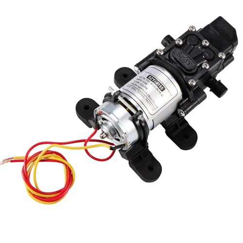 HSEAMALL Bomba de diafragma de 12 V CC,bomba de agua de diafragma de alta presión,bomba pulverizadora eléctrica autocebante con interruptor de presión 100 PSI 4 l/min para caravana,barco,limpieza