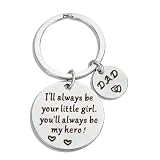 CCILAND Fathers Day Gift for Dad, Dad Keychain Gifts from Daughter for Birthday Thanksgiving, I will Always be Your Little Girl, You will Always be My Hero Dad Keyring