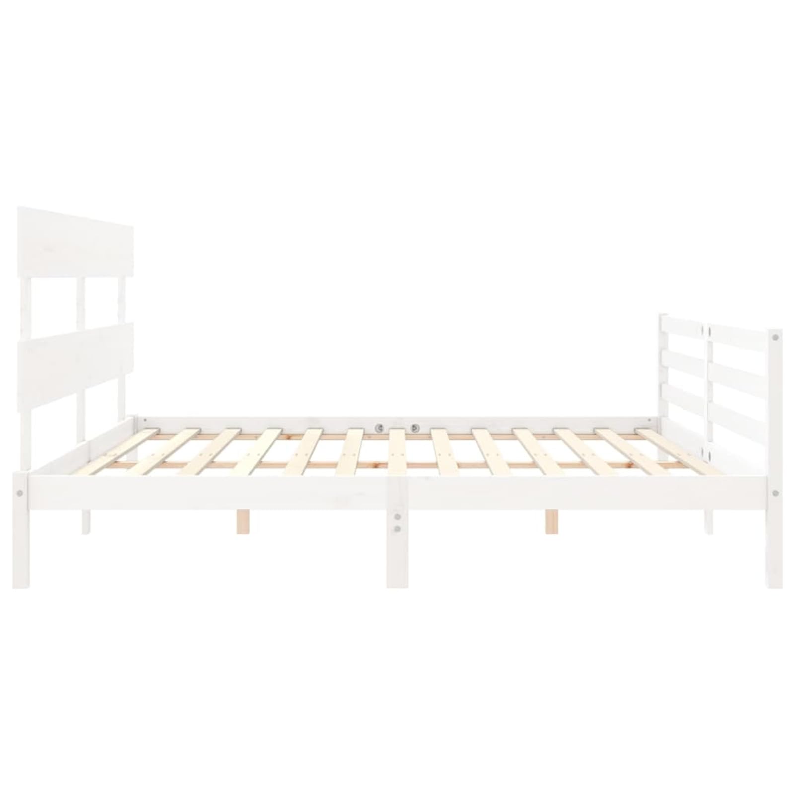 Rantry Bettgestell mit Kopfteil, Massivholz, Weiß, 200 x 200 cm, Lattenrost für Erwachsene, Kinder und Jugendliche, einfache Montage, Typ 16 Betten und Lattenroste