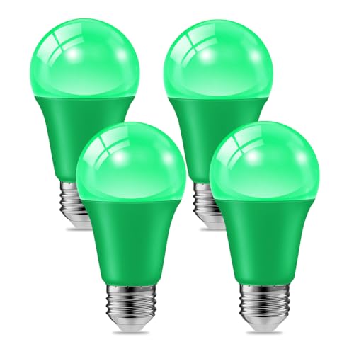 4 Pack 9W 120V E26 Base A19 LED Green Light Bulb for Party Christmas Decor